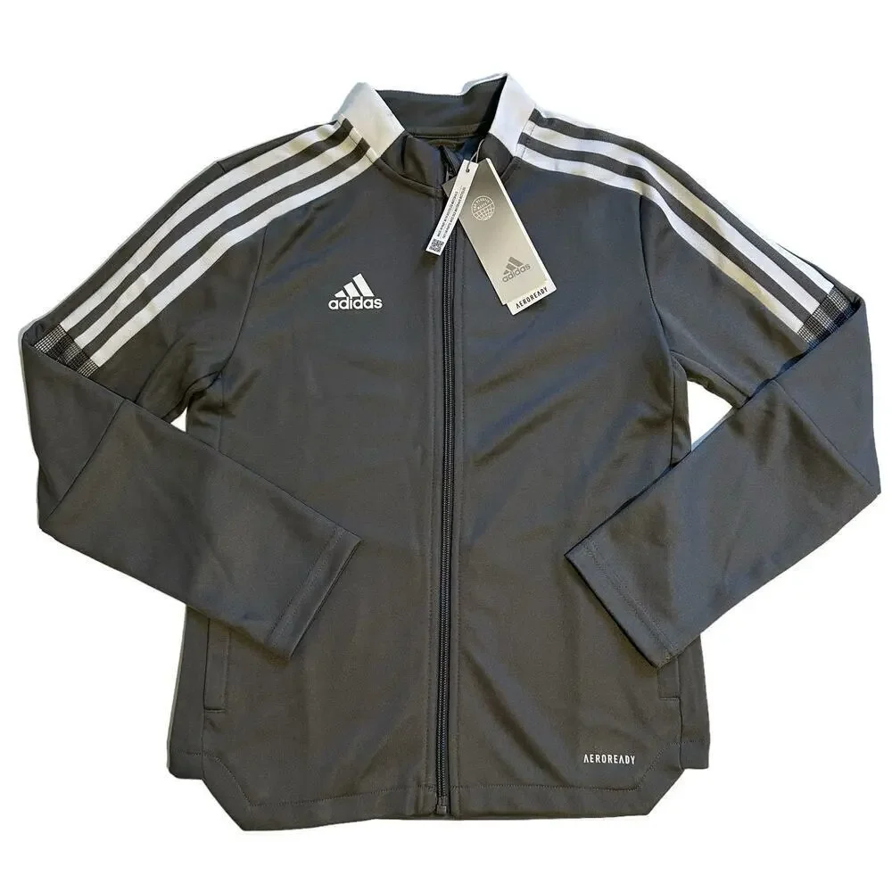 NWT adidas Track Jacket Gray Kids Small
